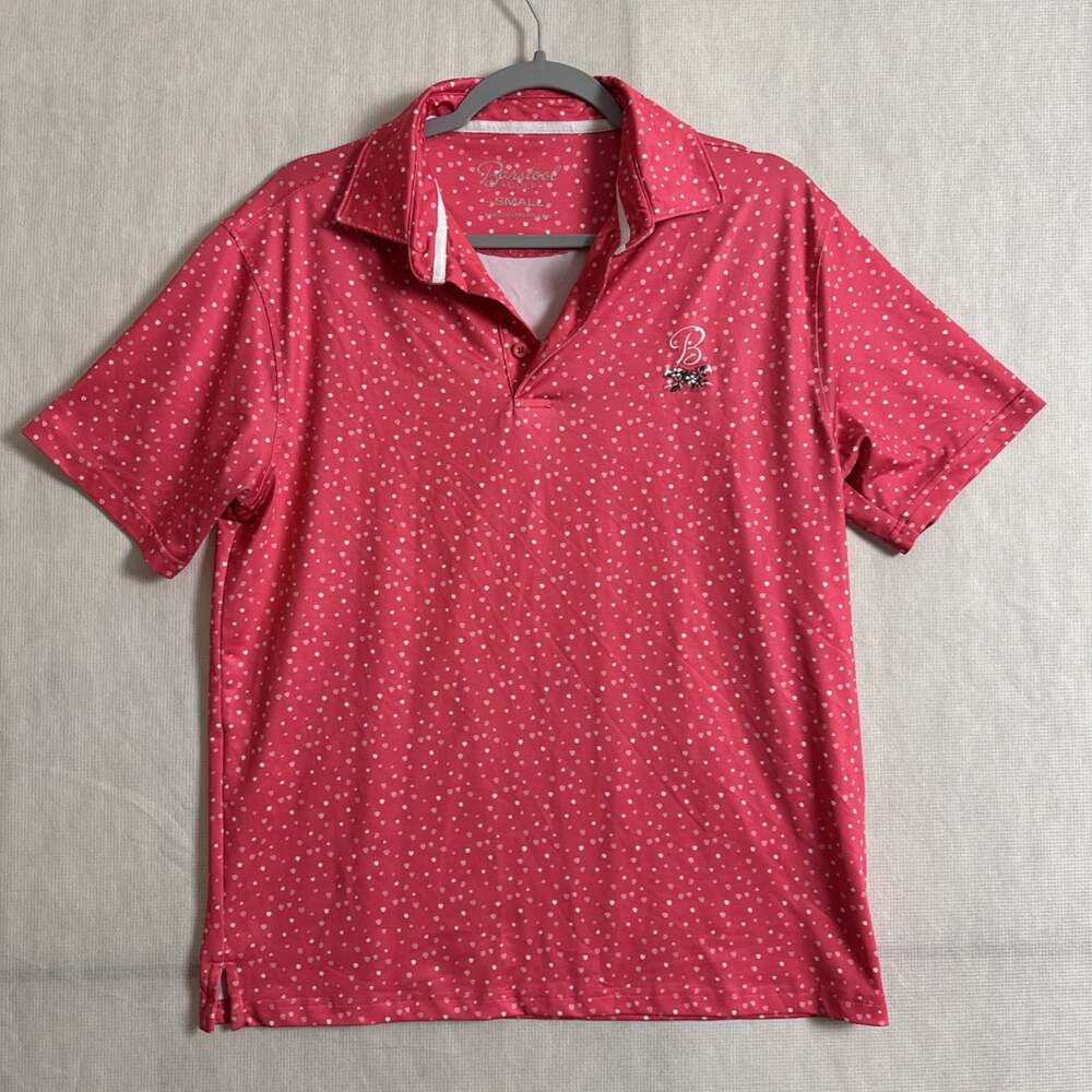 Barstool Golf Men's Small Pink Printed Short Sleeve Performance Golf Polo Shirt